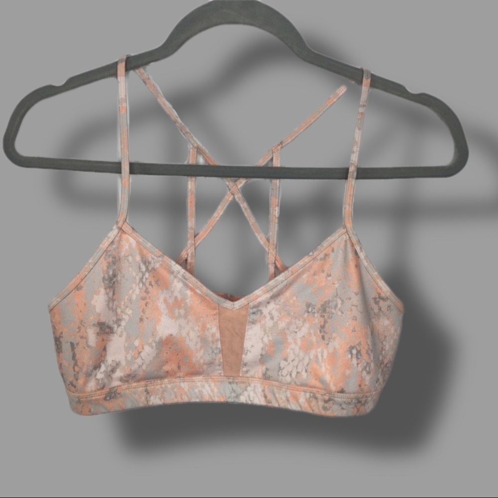 Alo Sports Bra Peach and Gray Print Size